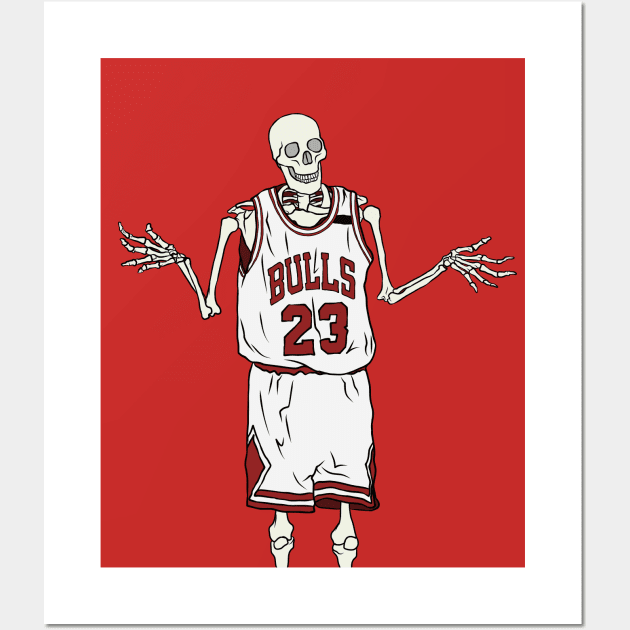 Skeleton Michael Jordan Shrug Wall Art by rattraptees